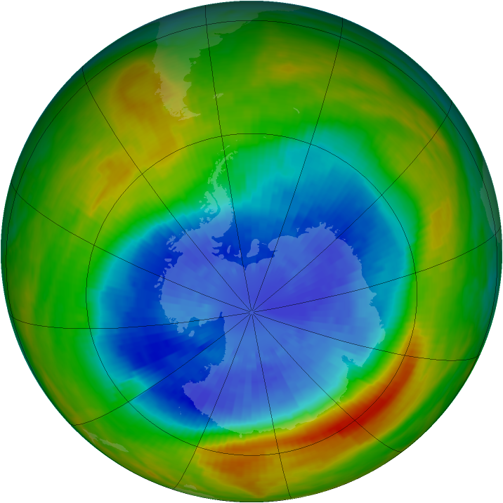 Antarctic ozone map for 20 September 1986